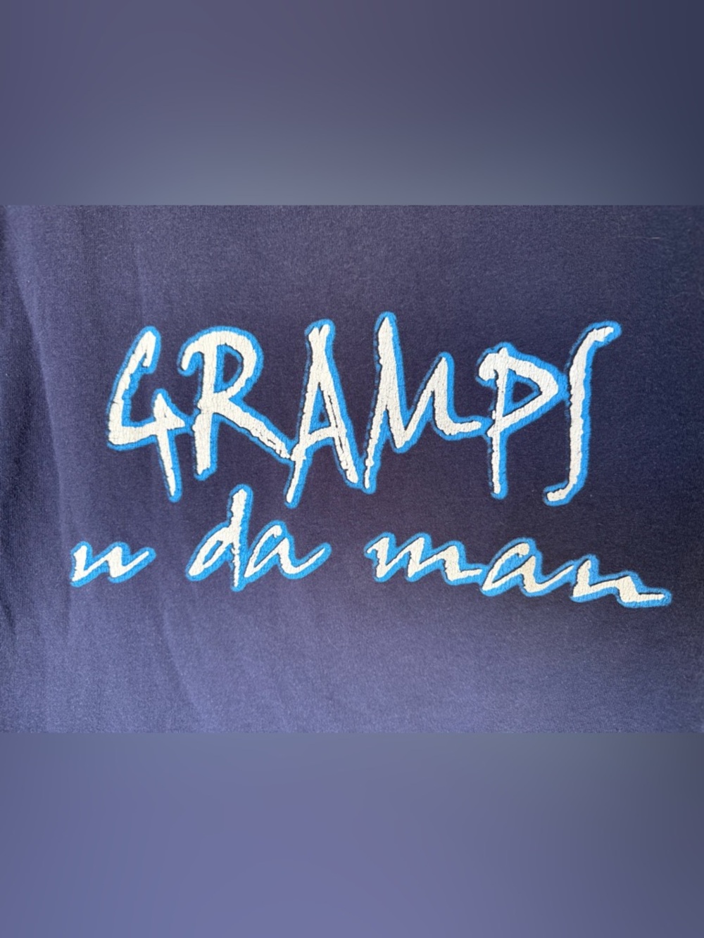 Vintage Briar Creek “Gramps U Da Man” Navy Short Sleeve Shirt Size Men’s Medium - Picture 2 of 5